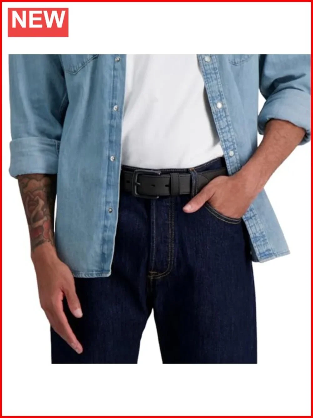 Men's Casual Leather Belt, 1.5